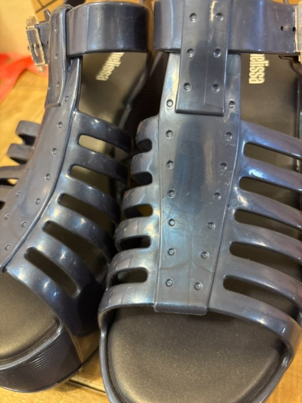 NEW Melissa MEL Station 79 Pearly Blue Jelly Platform Sandals Candy Scented - Picture 4 of 6